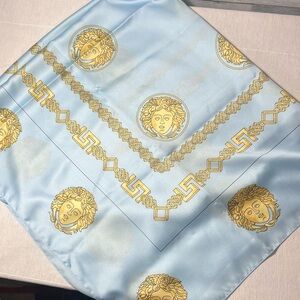 beautiful light blue rare print scarf 100 percent polyester